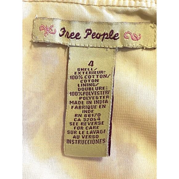 Free People Cream and Red Floral Pleated Skirt Sequin Accents Women's Size 4 - Picture 2 of 7